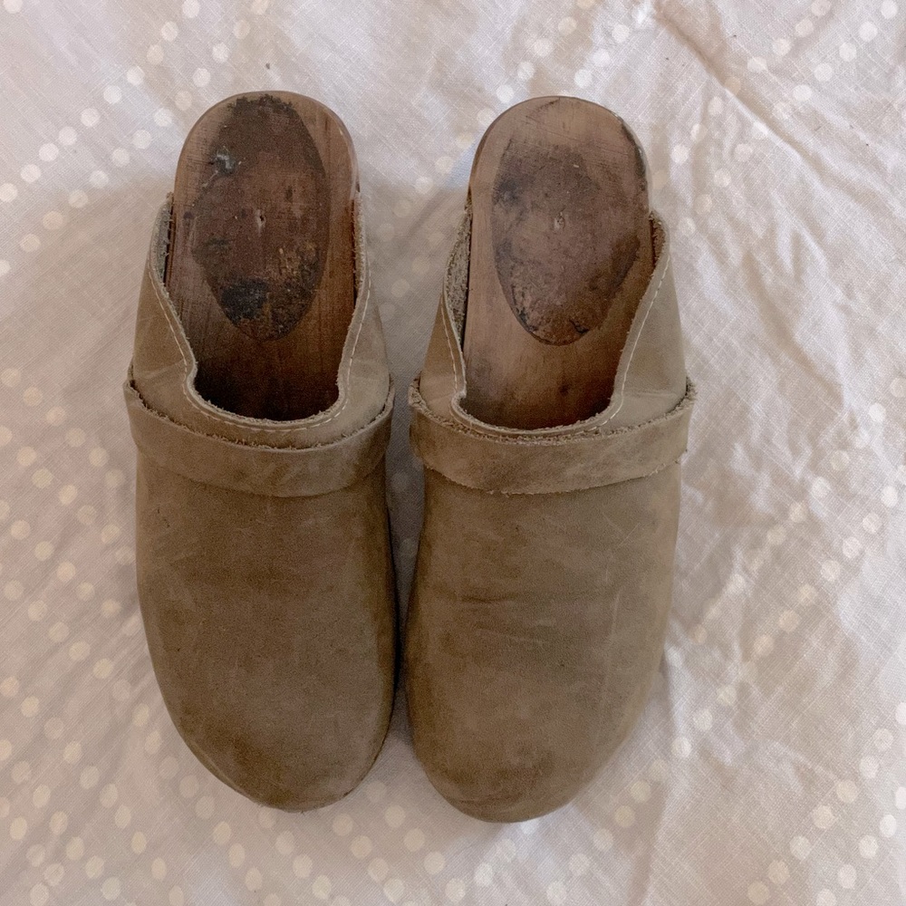 Green Suede Clogs